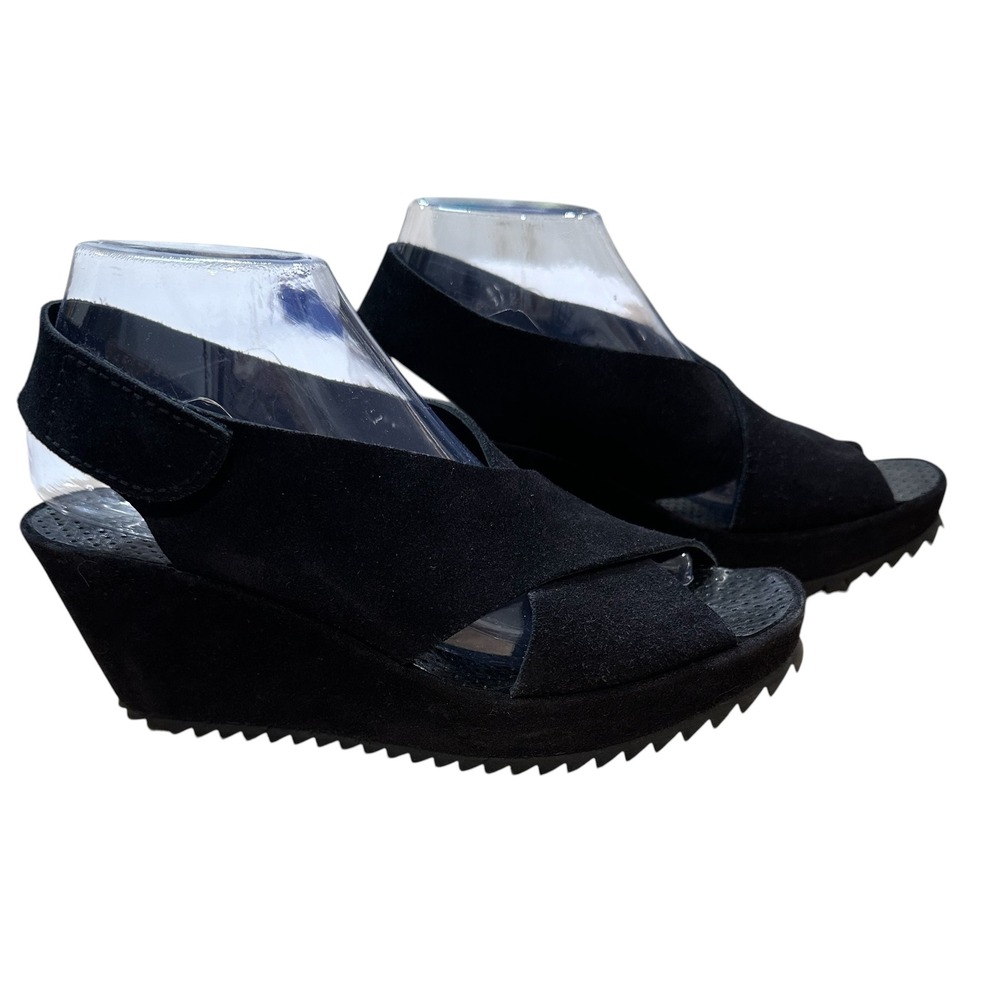 Pedro Garcia Federica Black Suede Criss-Cross Platform Sandals Spain 38.5/8.5 - Picture 5 of 10